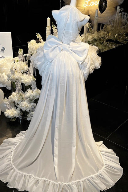 Lolita Dress - Dream, White, Ruffled, Layered, Lace-Up - Lolita Coordinate Dress - additional product view 5