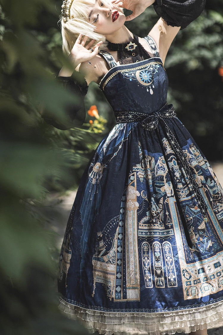 Lolita Dress - Dusk Best Egyptian Style Print, 3 Colors, Lace Trim, Ruffled, Printed - additional product view 2