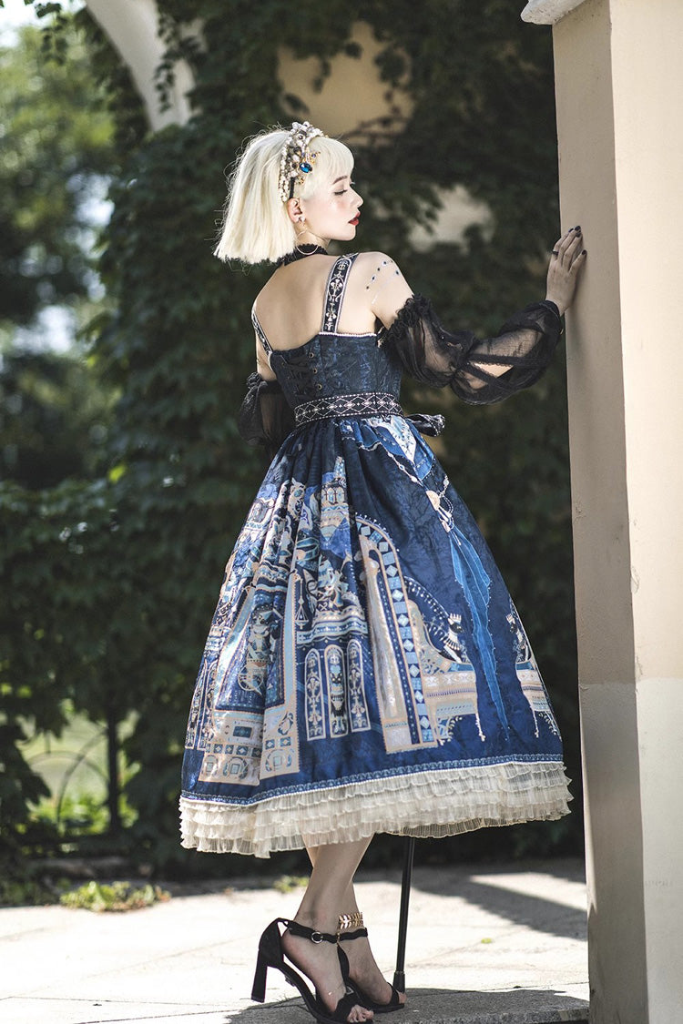Lolita Dress - Dusk Best Egyptian Style Print, 3 Colors, Lace Trim, Ruffled, Printed - additional product view 4