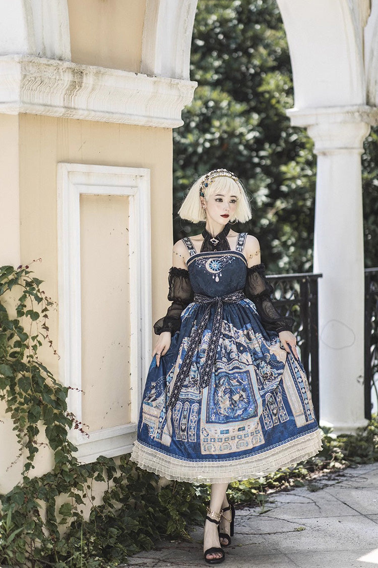 Lolita Dress - Dusk Best Egyptian Style Print, 3 Colors, Lace Trim, Ruffled, Printed - additional product view 5