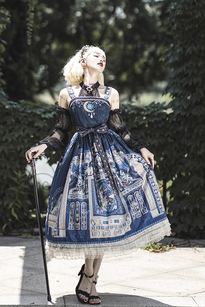 Lolita Dress - Dusk Best Egyptian Style Print, 3 Colors, Lace Trim, Ruffled, Printed - additional product view 6