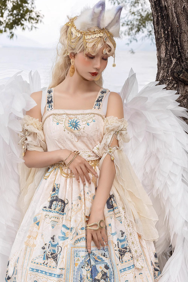 Lolita Dress - Dusk Best Egyptian Style Print, 3 Colors, Lace Trim, Ruffled, Printed - additional product view 16