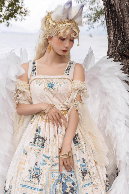 Lolita Dress - Dusk Best Egyptian Style Print, 3 Colors, Lace Trim, Ruffled, Printed - additional product view 16