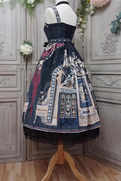 Lolita Dress - Dusk Best Egyptian Style Print, 3 Colors, Lace Trim, Ruffled, Printed - additional product view 22