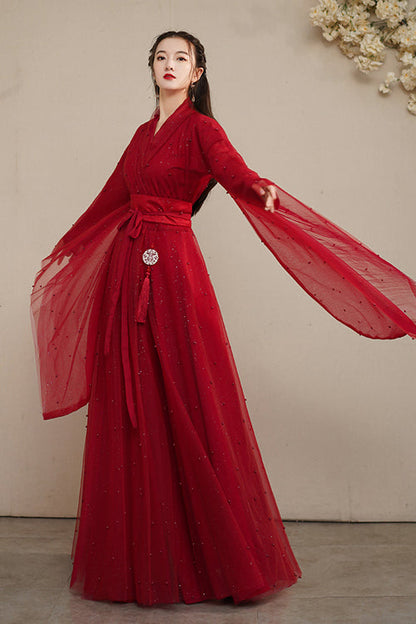 Lolita Dress - Elegant Ancient Costume, Red, Sweet Style, Chinese-Inspired Style - additional product view 4