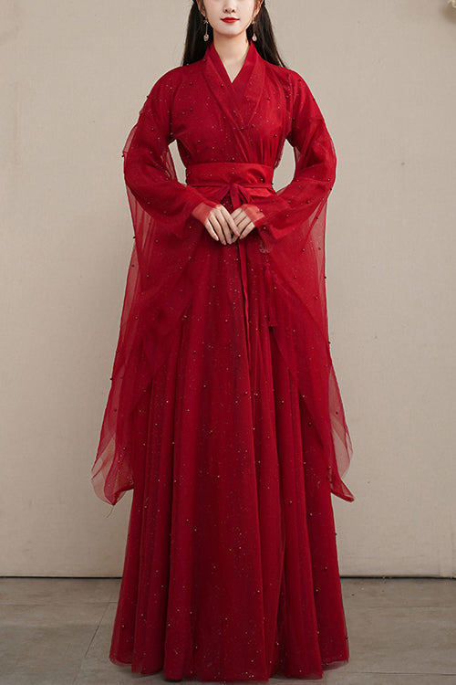Lolita Dress - Elegant Ancient Costume, Red, Sweet Style, Chinese-Inspired Style - main product image