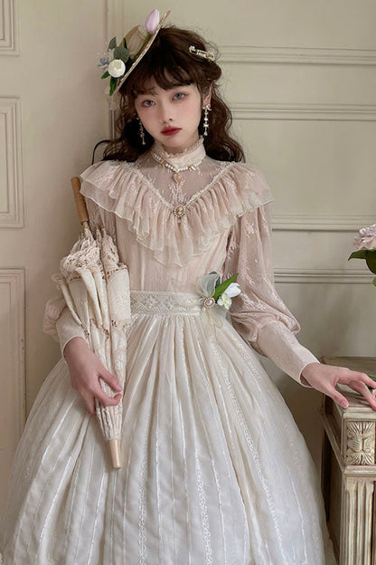 Lolita Dress - Elegant Vintage Tulip, Ivory, Classic Style, Ruffled - additional product view 3
