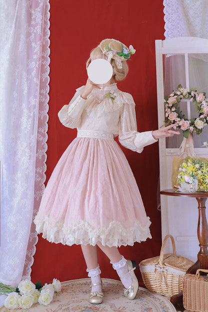 Lolita Dress - Elegant Vintage Tulip, Pink, Ruffled, Classic Style - additional product view 3