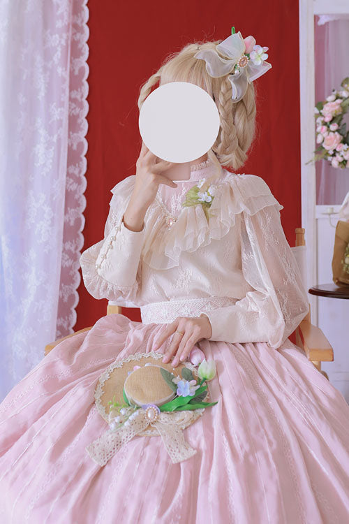 Lolita Dress - Elegant Vintage Tulip, Pink, Ruffled, Classic Style - additional product view 6