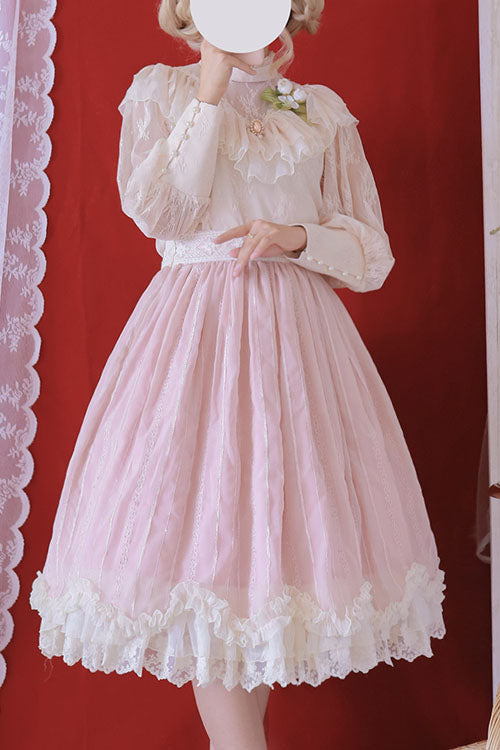 Lolita Dress - Elegant Vintage Tulip, Pink, Ruffled, Classic Style - main product image