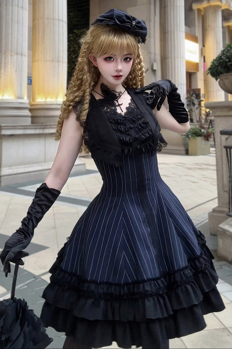 Lolita Dress - Escape, 3 Colors, Striped, Ruffled, Printed - Kawaii Statement Dress - additional product view 6