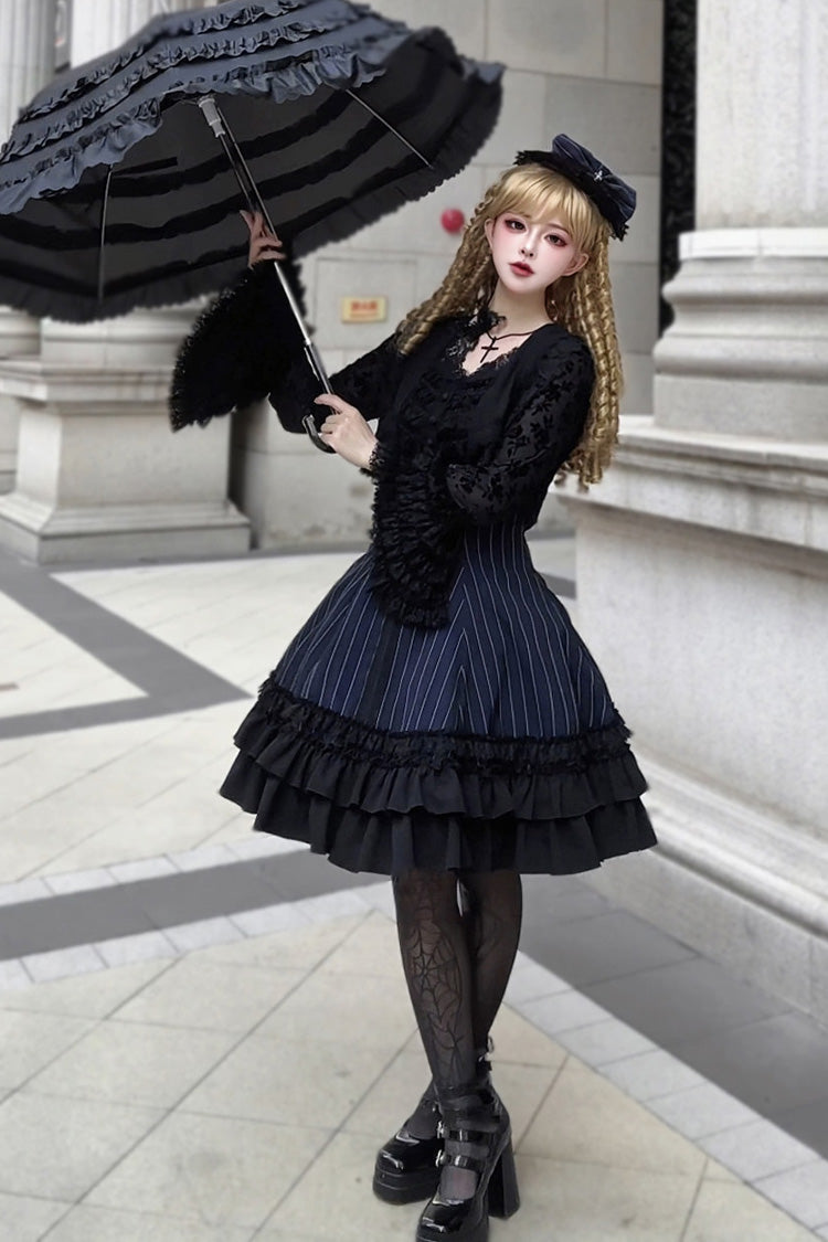 Lolita Dress - Escape, 3 Colors, Striped, Ruffled, Printed - Kawaii Statement Dress - additional product view 8