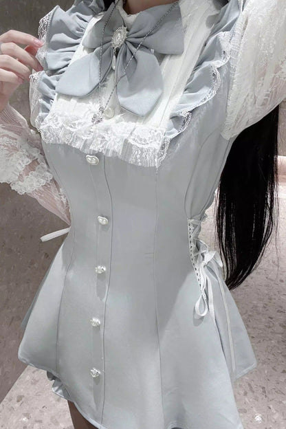Lolita Dress - Feather Ode, 2 Colors, Stand Collar, Ruffled, Long Sleeves - additional product view 7
