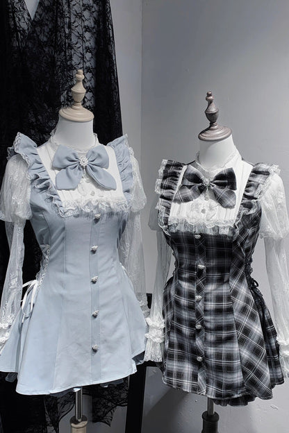 Lolita Dress - Feather Ode, 2 Colors, Stand Collar, Ruffled, Long Sleeves - main product image