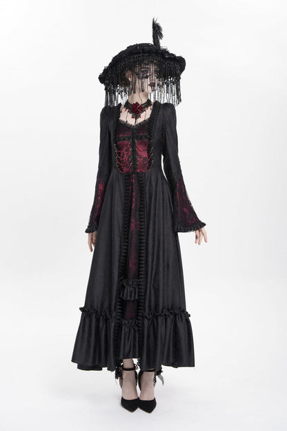 Lolita Dress - Floral Embroidery Lace-up, Red, Pleated, Women's Style, Gothic Style - additional product view 2