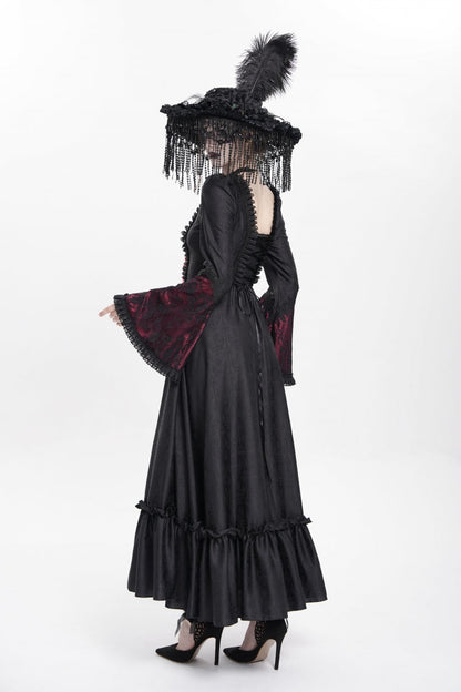 Lolita Dress - Floral Embroidery Lace-up, Red, Pleated, Women's Style, Gothic Style - additional product view 3