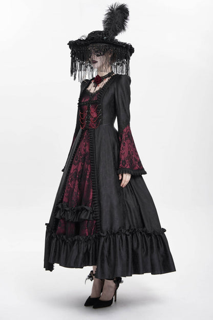 Lolita Dress - Floral Embroidery Lace-up, Red, Pleated, Women's Style, Gothic Style - additional product view 4