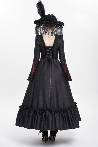 Lolita Dress - Floral Embroidery Lace-up, Red, Pleated, Women's Style, Gothic Style - additional product view 5