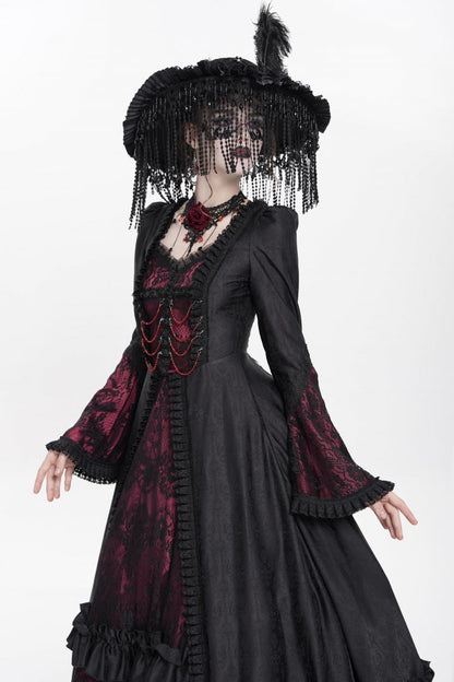 Lolita Dress - Floral Embroidery Lace-up, Red, Pleated, Women's Style, Gothic Style - additional product view 11