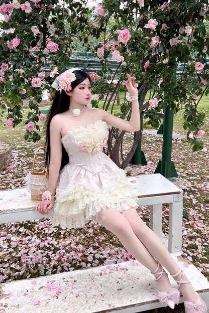 Lolita Dress - Flower Goddess Of Love, Pink, Bow Detail, Lace Trim, Ruffled - additional product view 2