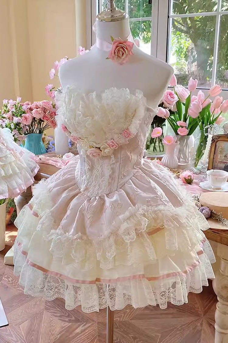 Lolita Dress - Flower Goddess Of Love, Pink, Bow Detail, Lace Trim, Ruffled - additional product view 3