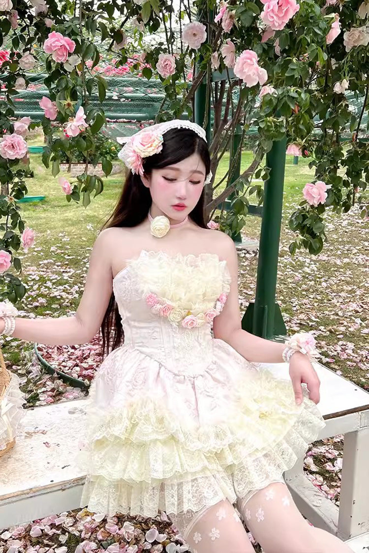 Lolita Dress - Flower Goddess Of Love, Pink, Bow Detail, Lace Trim, Ruffled - additional product view 4