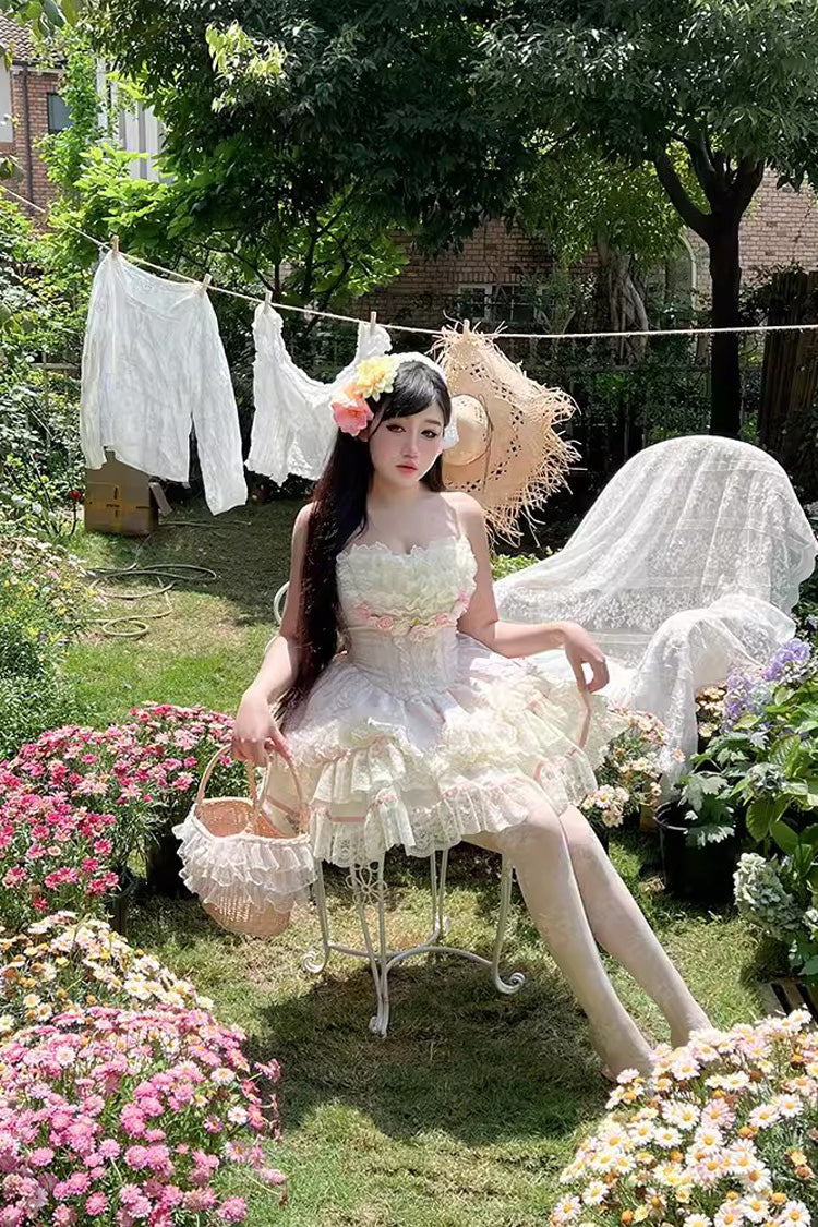 Lolita Dress - Flower Goddess Of Love, Pink, Bow Detail, Lace Trim, Ruffled - additional product view 5