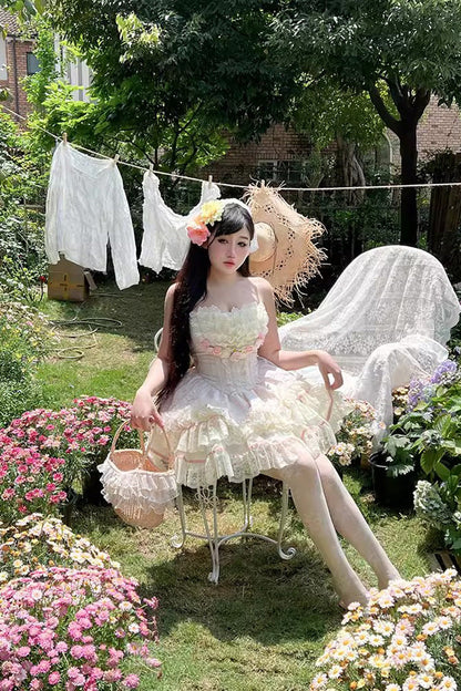Lolita Dress - Flower Goddess Of Love, Pink, Bow Detail, Lace Trim, Ruffled - additional product view 5