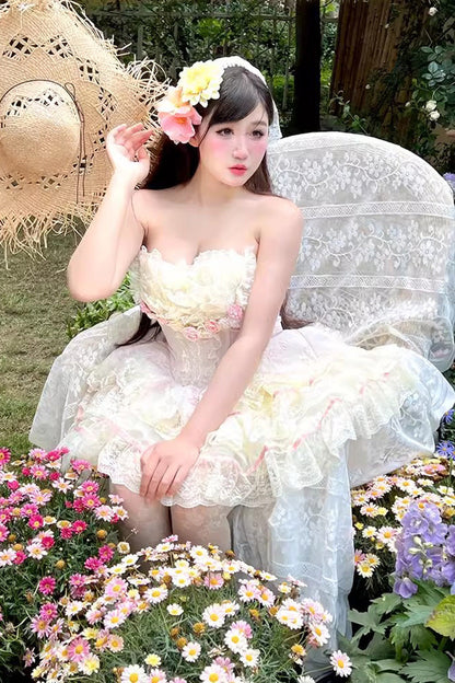 Lolita Dress - Flower Goddess Of Love, Pink, Bow Detail, Lace Trim, Ruffled - additional product view 6