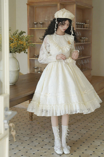 Lolita Dress - Flower Sound, Ivory, Bow Detail, Lace Trim, Ruffled - additional product view 2