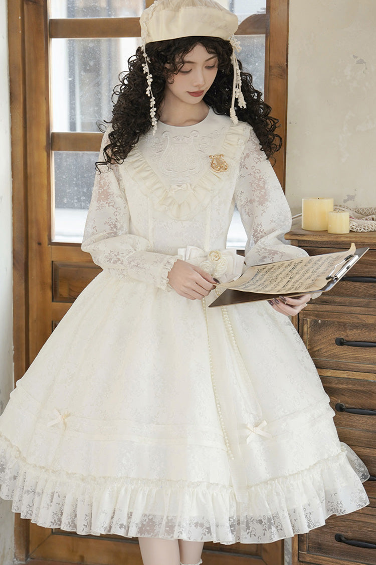 Lolita Dress - Flower Sound, Ivory, Bow Detail, Lace Trim, Ruffled - additional product view 3