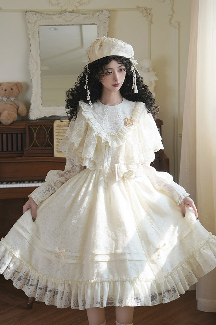 Lolita Dress - Flower Sound, Ivory, Bow Detail, Lace Trim, Ruffled - additional product view 5
