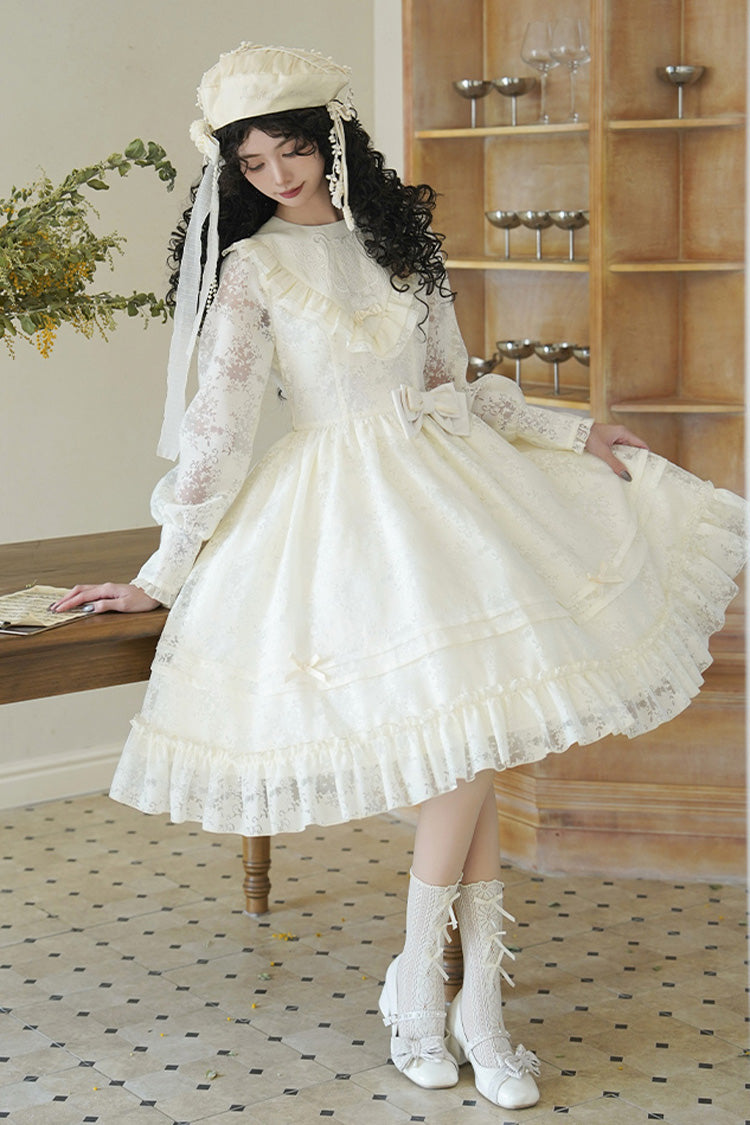 Lolita Dress - Flower Sound, Ivory, Bow Detail, Lace Trim, Ruffled - additional product view 7