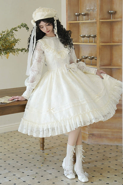 Lolita Dress - Flower Sound, Ivory, Bow Detail, Lace Trim, Ruffled - additional product view 7