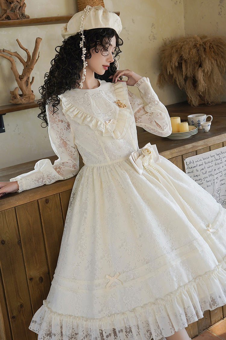 Lolita Dress - Flower Sound, Ivory, Bow Detail, Lace Trim, Ruffled - additional product view 9
