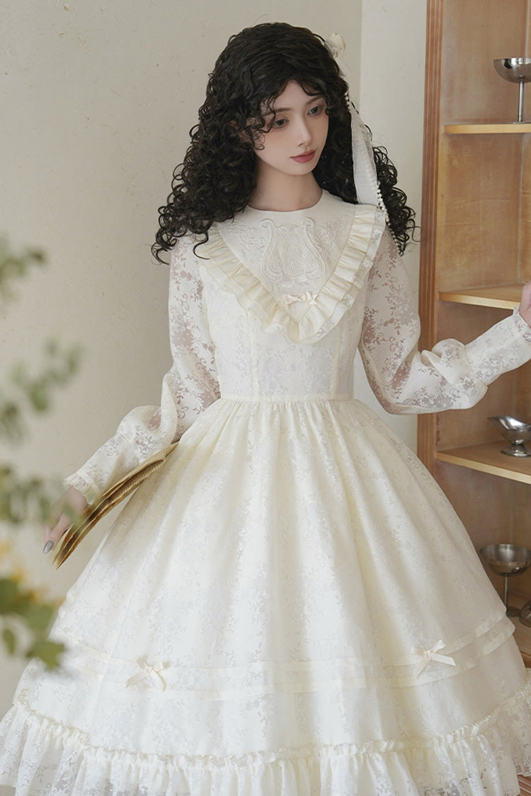 Lolita Dress - Flower Sound, Ivory, Bow Detail, Lace Trim, Ruffled - additional product view 10