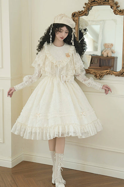 Lolita Dress - Flower Sound, Ivory, Bow Detail, Lace Trim, Ruffled - additional product view 11