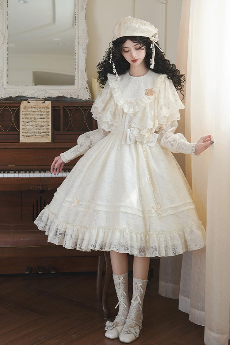 Lolita Dress - Flower Sound, Ivory, Bow Detail, Lace Trim, Ruffled - additional product view 12