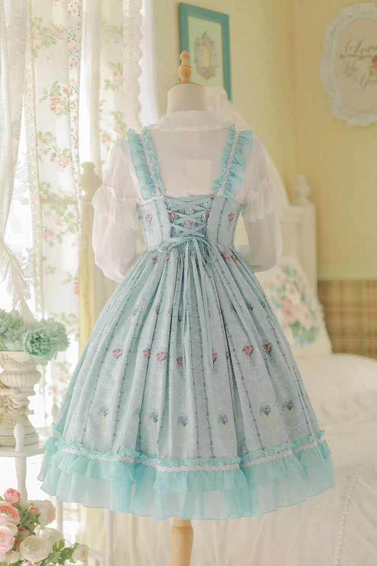 Lolita Dress - Flower Wall Print, 2 Colors, Printed, Sweet Style, Bow Detail - additional product view 3
