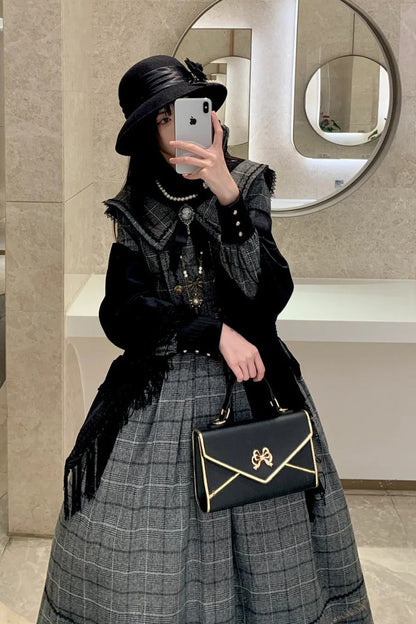 Lolita Dress - Fontainebleau, Gray, Plaid, Sweet Style, Bow Detail - additional product view 8