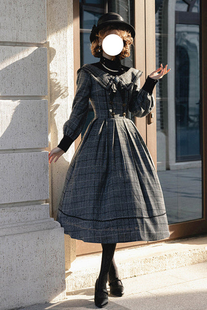 Lolita Dress - Fontainebleau, Gray, Plaid, Sweet Style, Bow Detail - additional product view 13