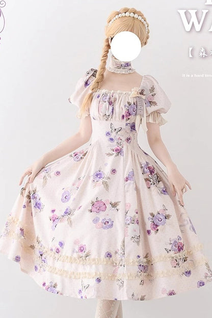 Lolita Dress - Forest Basket, 6 Colors, Lace Trim, Ruffled, Printed - additional product view 8