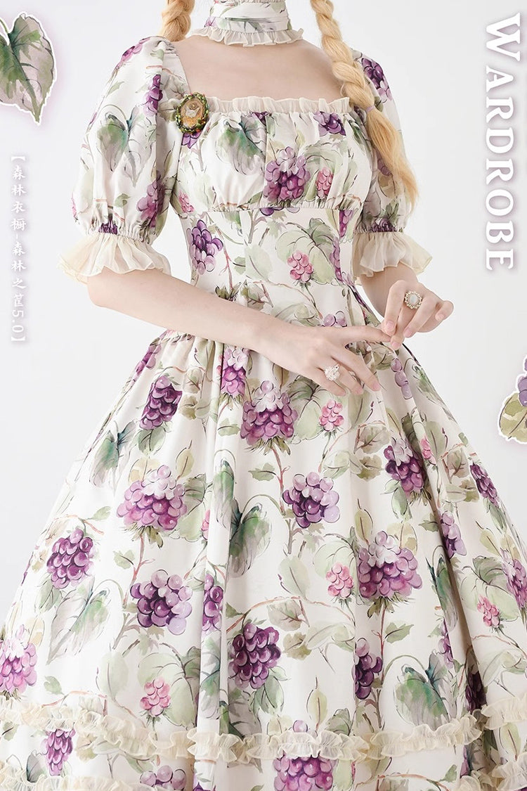 Lolita Dress - Forest Basket, 6 Colors, Lace Trim, Ruffled, Printed - additional product view 9
