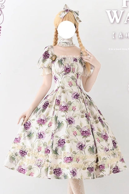 Lolita Dress - Forest Basket, 6 Colors, Lace Trim, Ruffled, Printed - additional product view 10