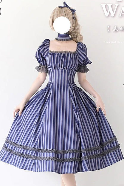 Lolita Dress - Forest Basket, 6 Colors, Lace Trim, Ruffled, Printed - additional product view 12