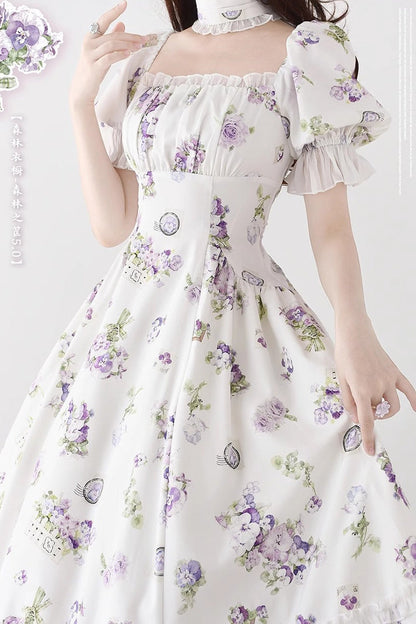 Lolita Dress - Forest Basket, 6 Colors, Lace Trim, Ruffled, Printed - additional product view 13