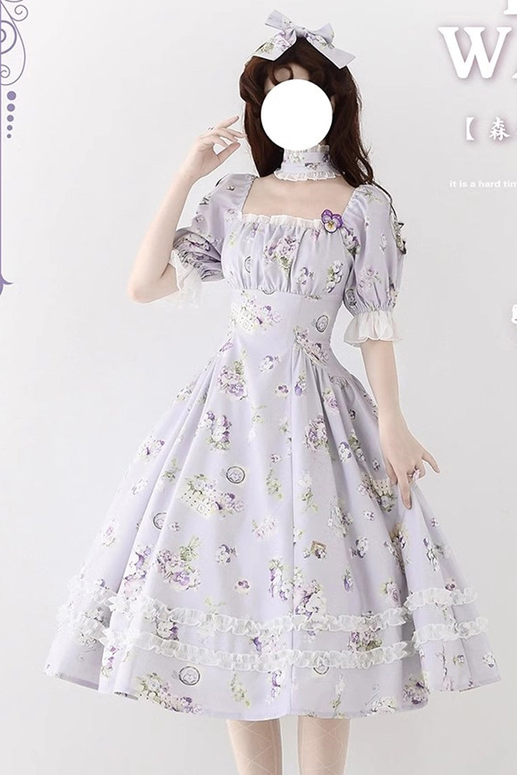 Lolita Dress - Forest Basket, 6 Colors, Lace Trim, Ruffled, Printed - additional product view 15