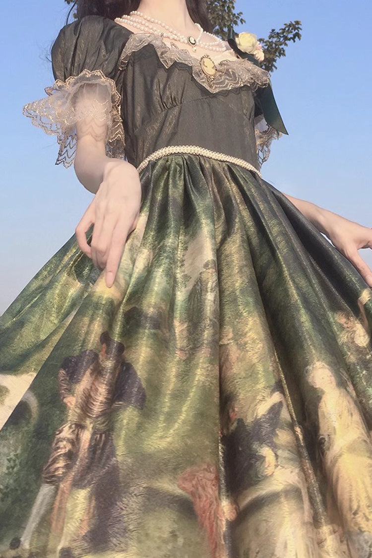Lolita Dress - Forest Dance Print Ruffle, Green, Ruffled, Printed, Sweet Style - additional product view 5