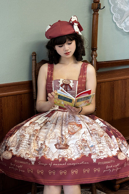 Lolita Dress - Fox Band, Red, Short Version, Long Version, Square Collar - additional product view 2
