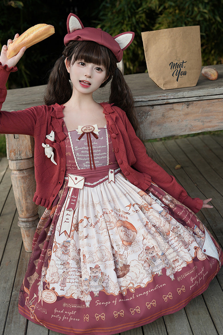 Lolita Dress - Fox Band, Red, Short Version, Long Version, Square Collar - additional product view 5